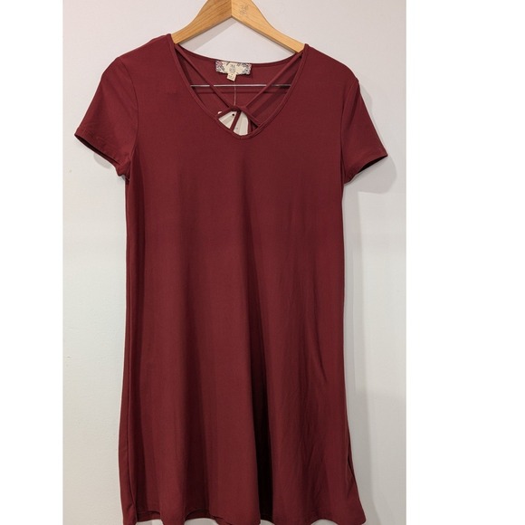 Knox Rose Dresses & Skirts - NWT Knox Rose Sundried Plum V Neck Criss Cross Short Sleeve Tunic Dress Size Med